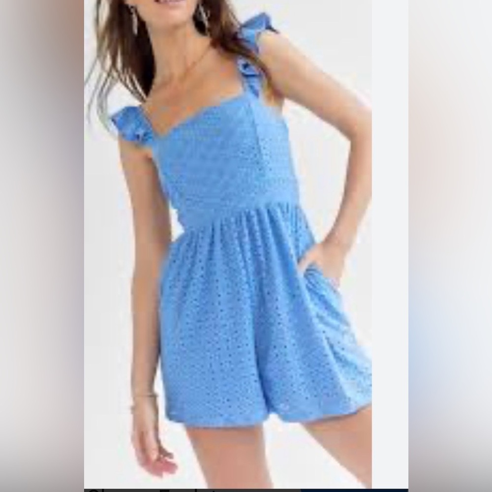 Blue Rain NWT Eyelet Romper With Adjustable Straps